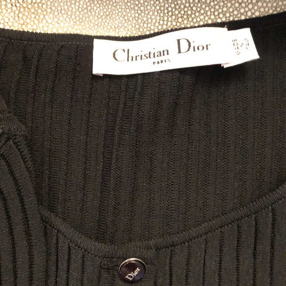 DIOR Christian Dior Paris Black Sweater Cardigan Size 10, 17” armpit to armpit, - Picture 8 of 15